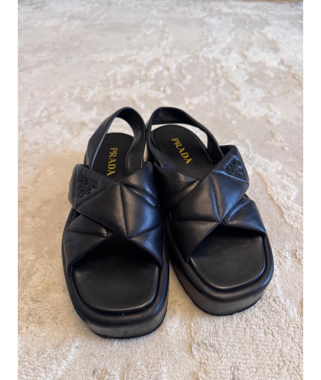PRADA Черные кожаные сандалии, фото 2