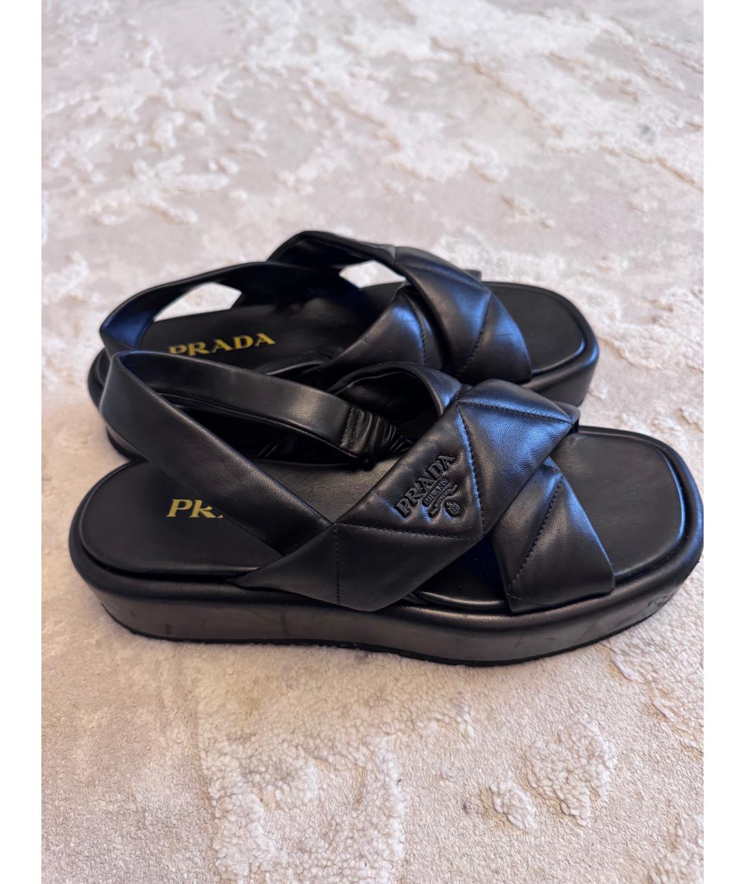 PRADA Черные кожаные сандалии, фото 7