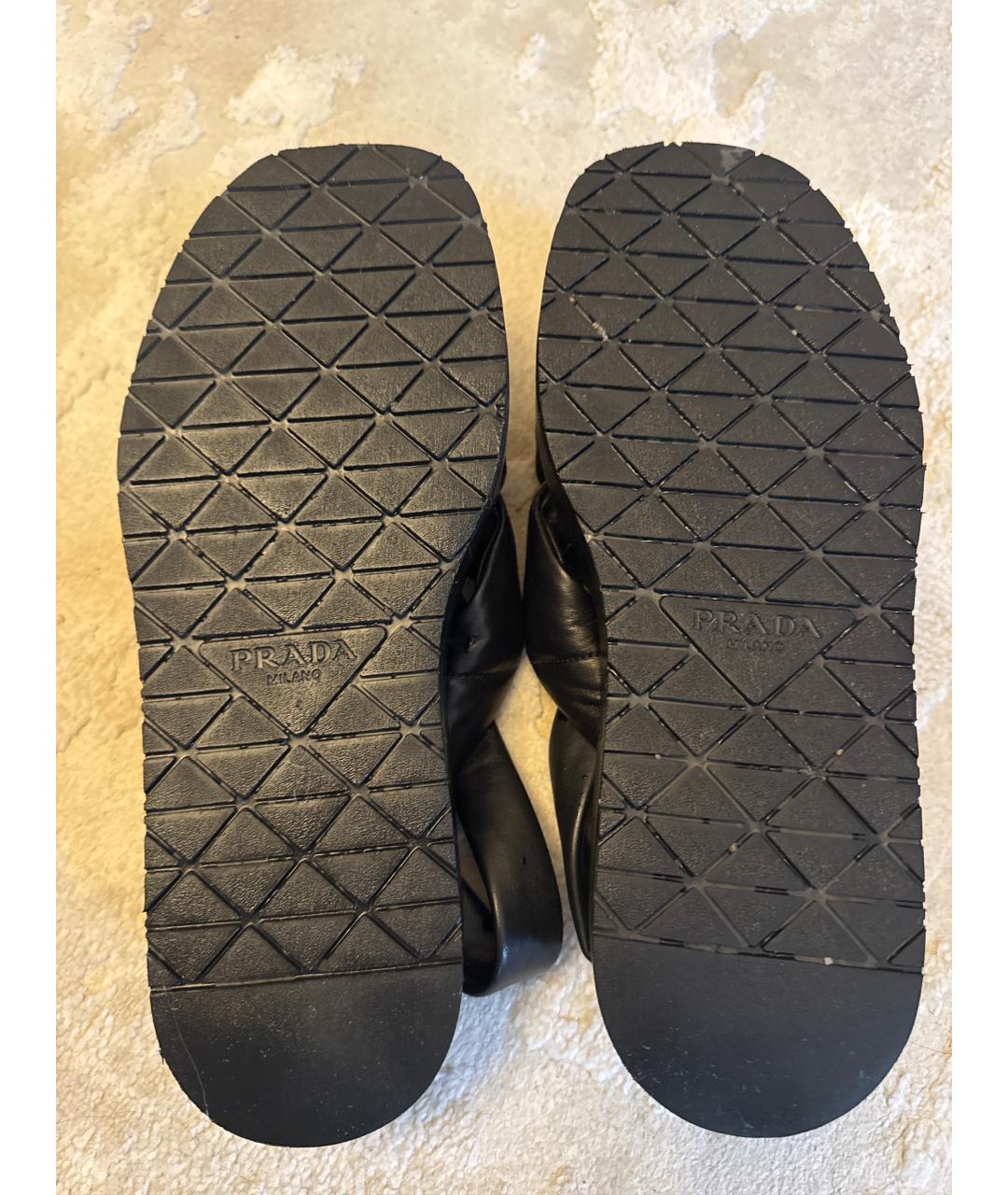 PRADA Черные кожаные сандалии, фото 6