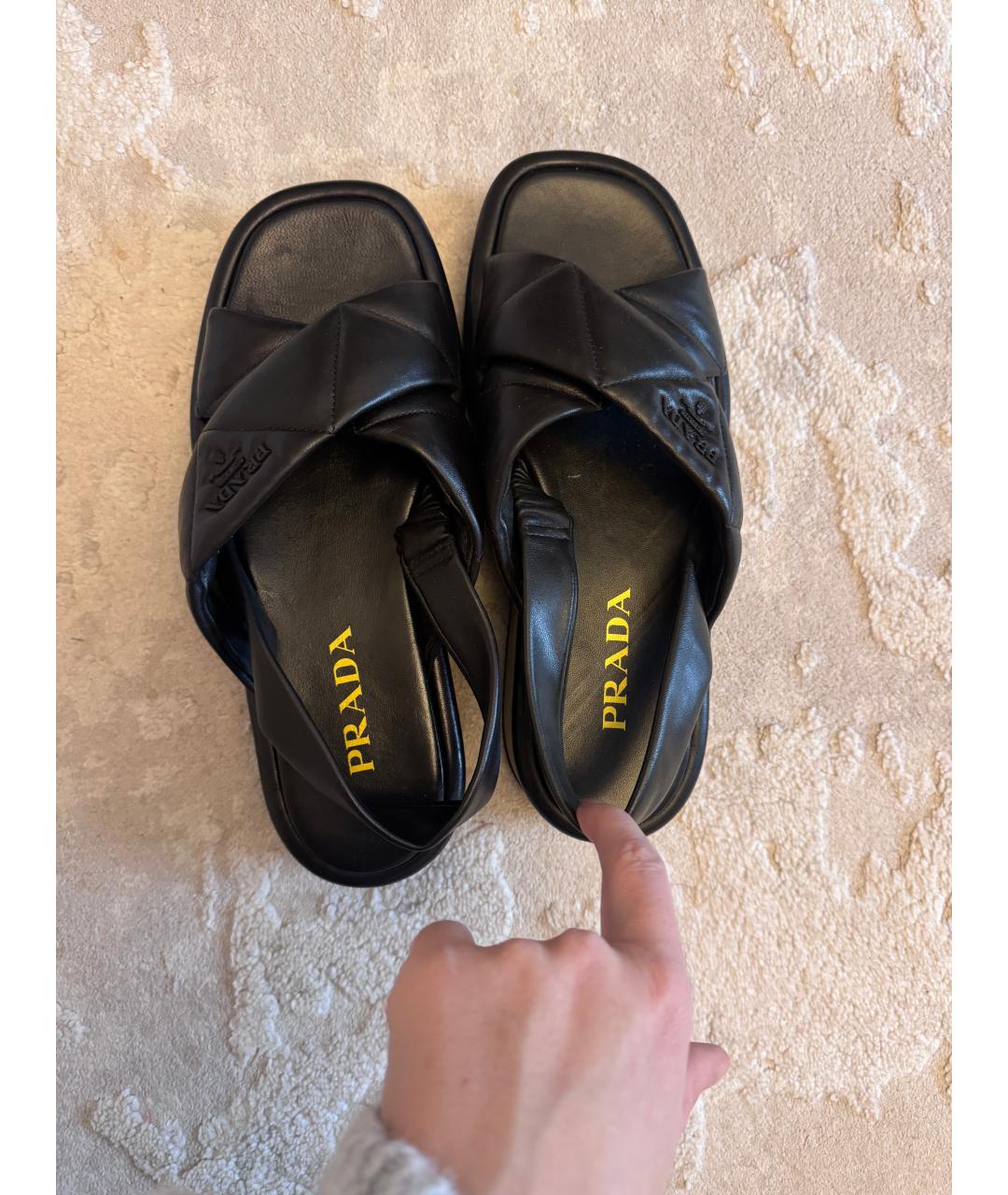 PRADA Черные кожаные сандалии, фото 4
