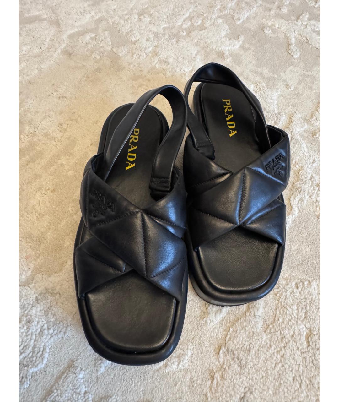 PRADA Черные кожаные сандалии, фото 3