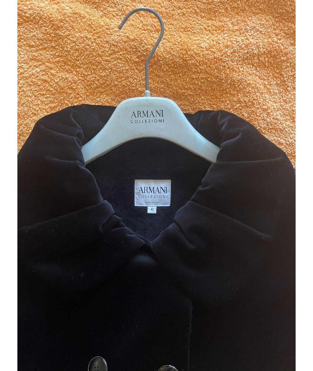 ARMANI COLLEZIONI Черное бархатное пальто, фото 2