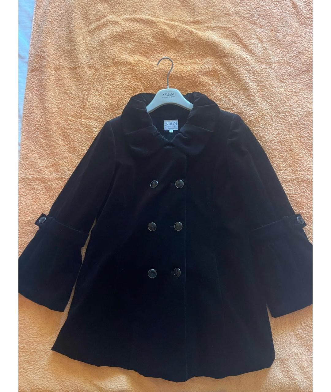 ARMANI COLLEZIONI Черное бархатное пальто, фото 8