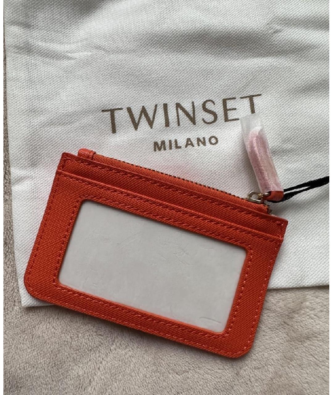 TWIN-SET Оранжевый кожаный кардхолдер, фото 8