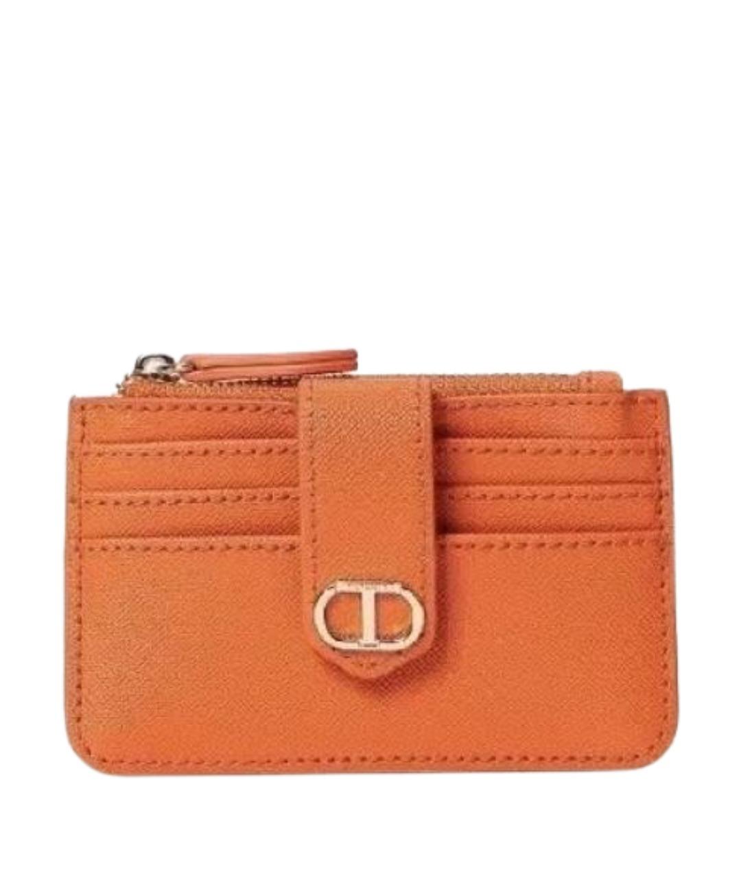 TWIN-SET Оранжевый кожаный кардхолдер, фото 1