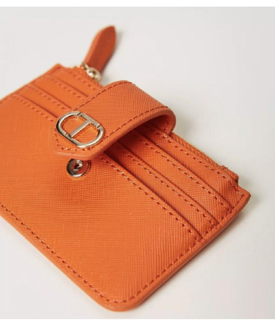 TWIN-SET Оранжевый кожаный кардхолдер, фото 4