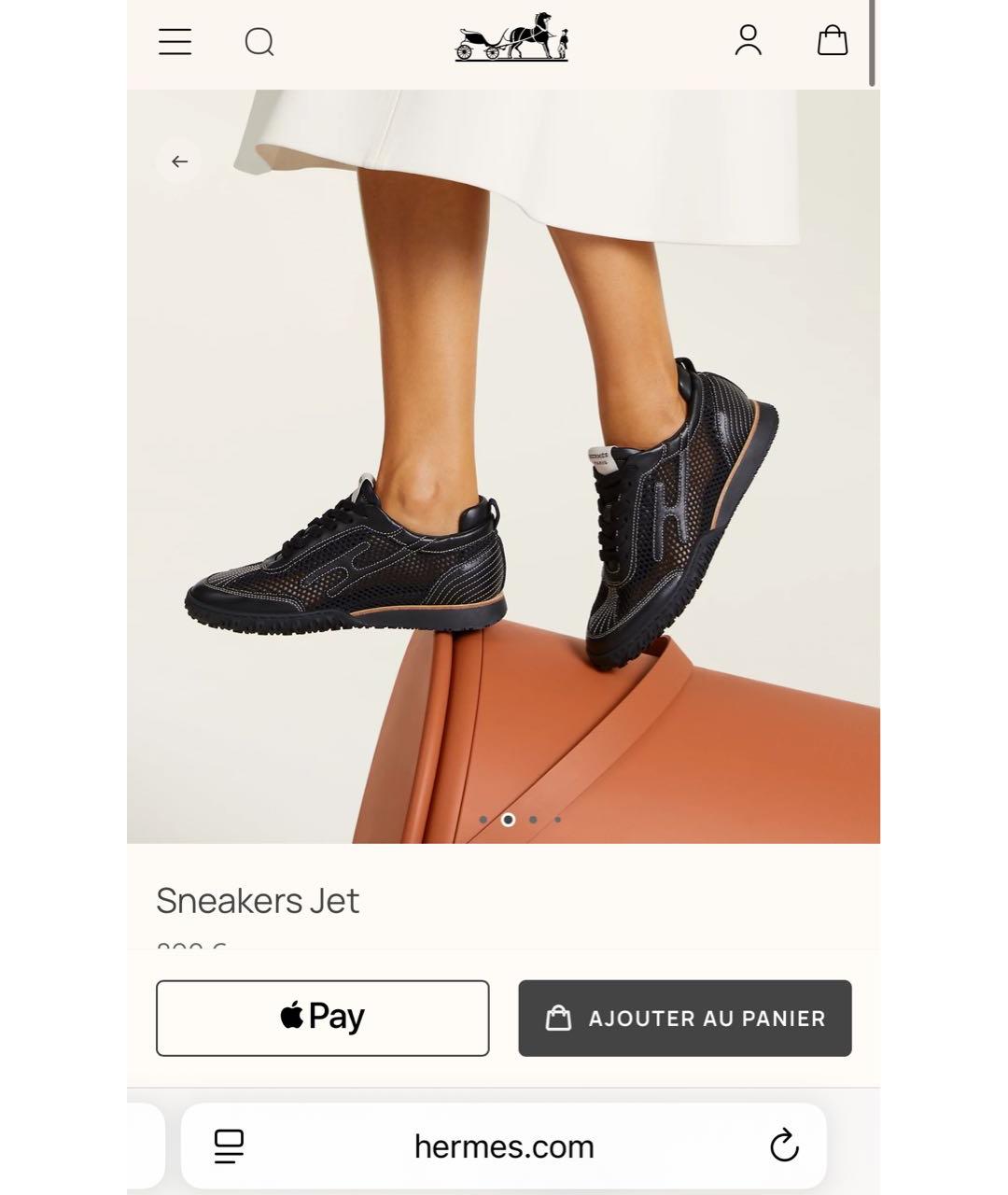 HERMES Черные текстильные кроссовки, фото 7