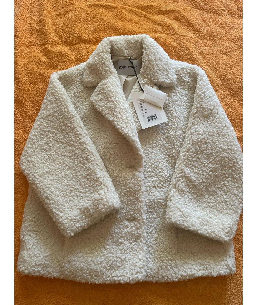 STAND STUDIO Белая меховая шуба, фото 8
