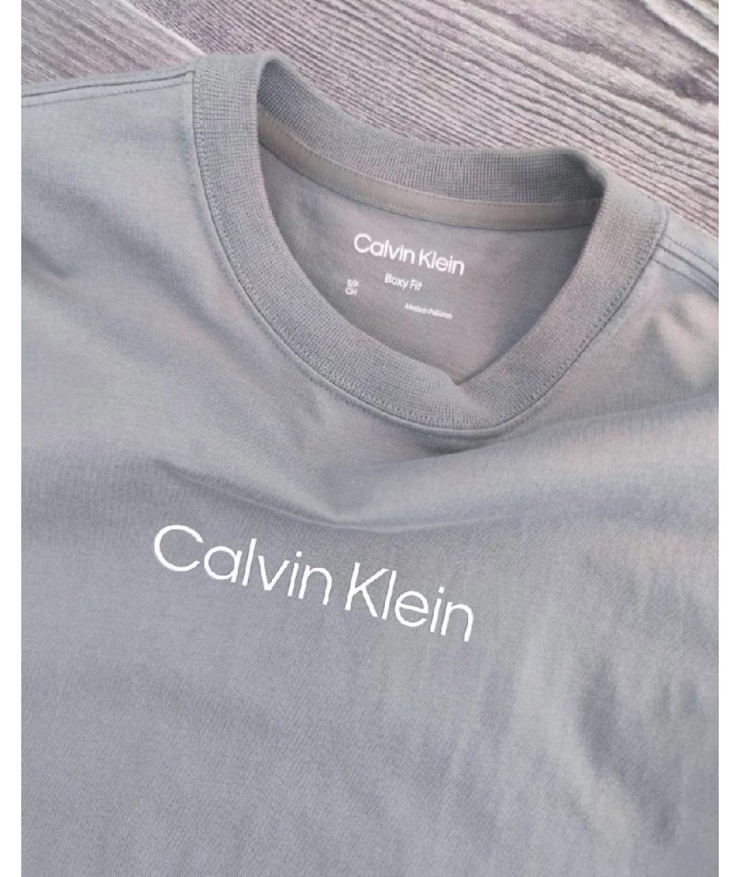CALVIN KLEIN Хаки хлопковая футболка, фото 4
