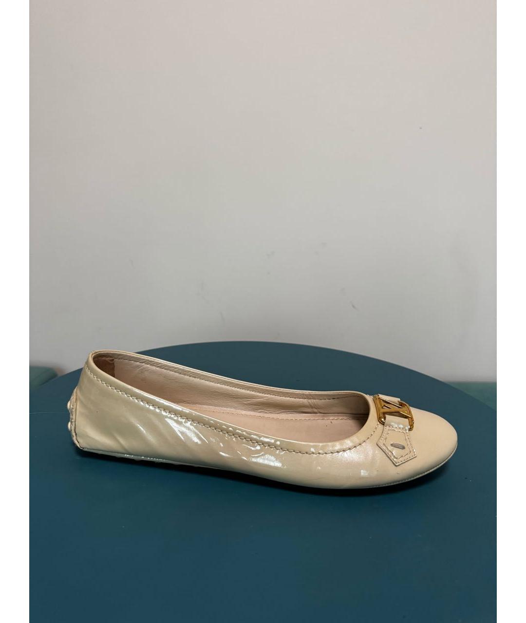 LOUIS VUITTON Бежевые кожаные балетки, фото 6