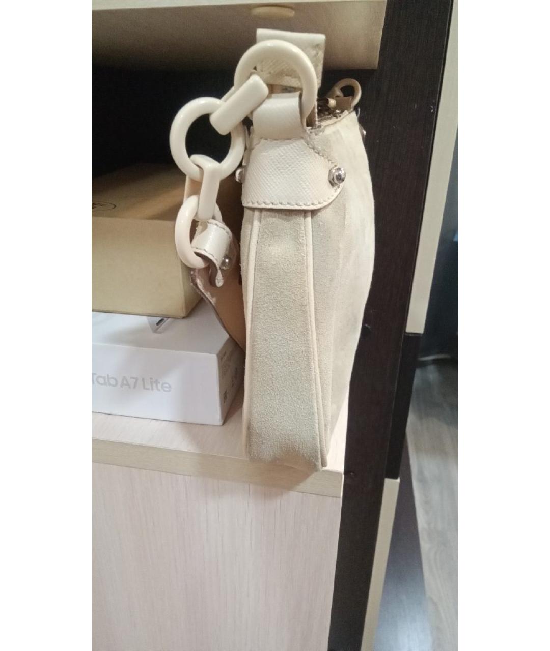 FERRAGAMO Бежевая замшевая сумка с короткими ручками, фото 2