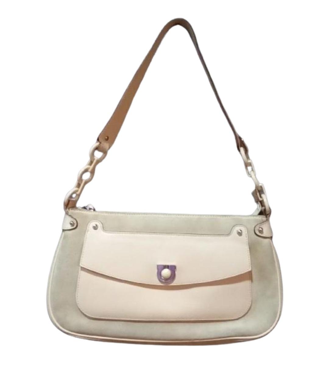 FERRAGAMO Бежевая замшевая сумка с короткими ручками, фото 1