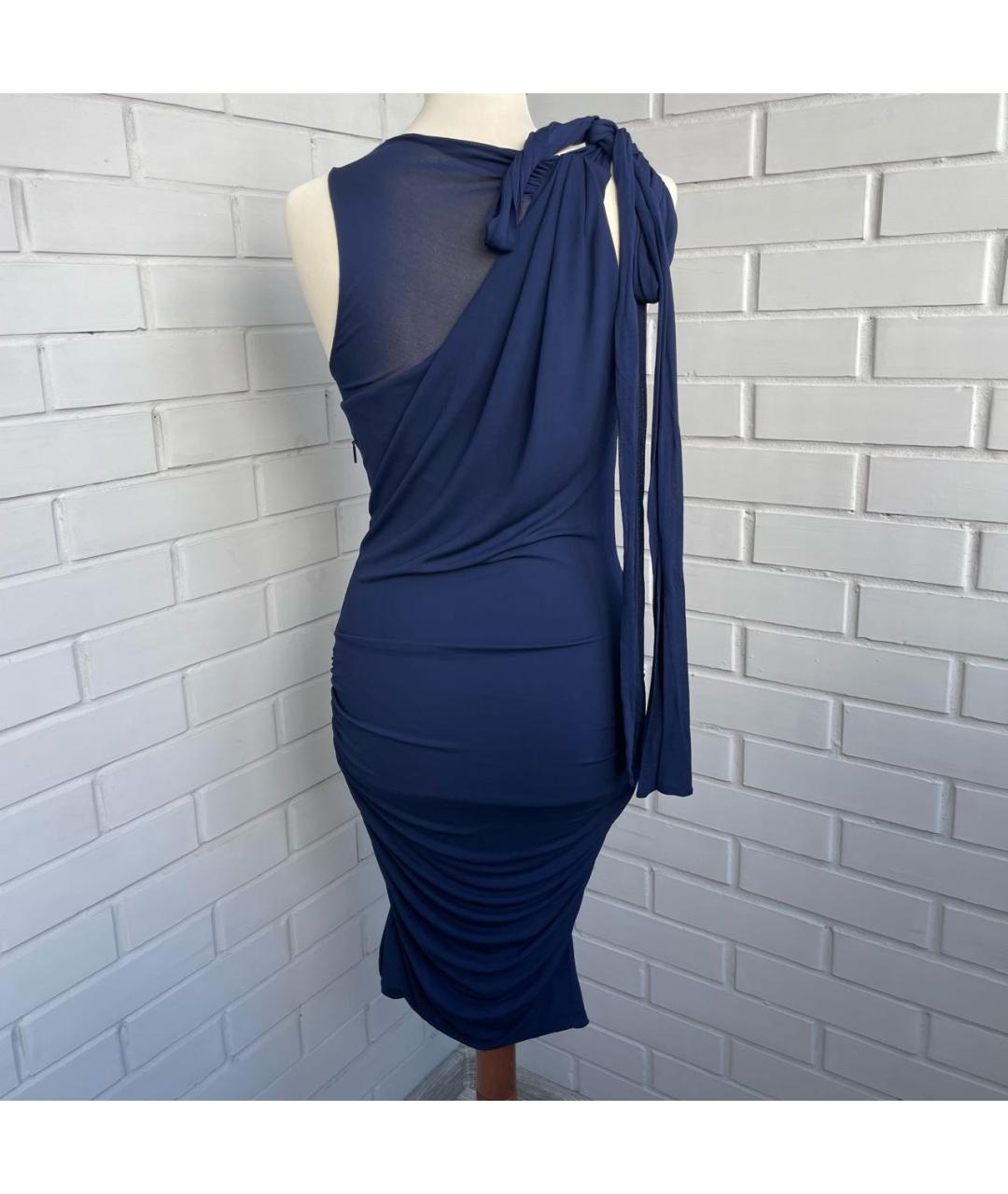 ROBERTO CAVALLI Темно-синее вискозное коктейльное платье, фото 2