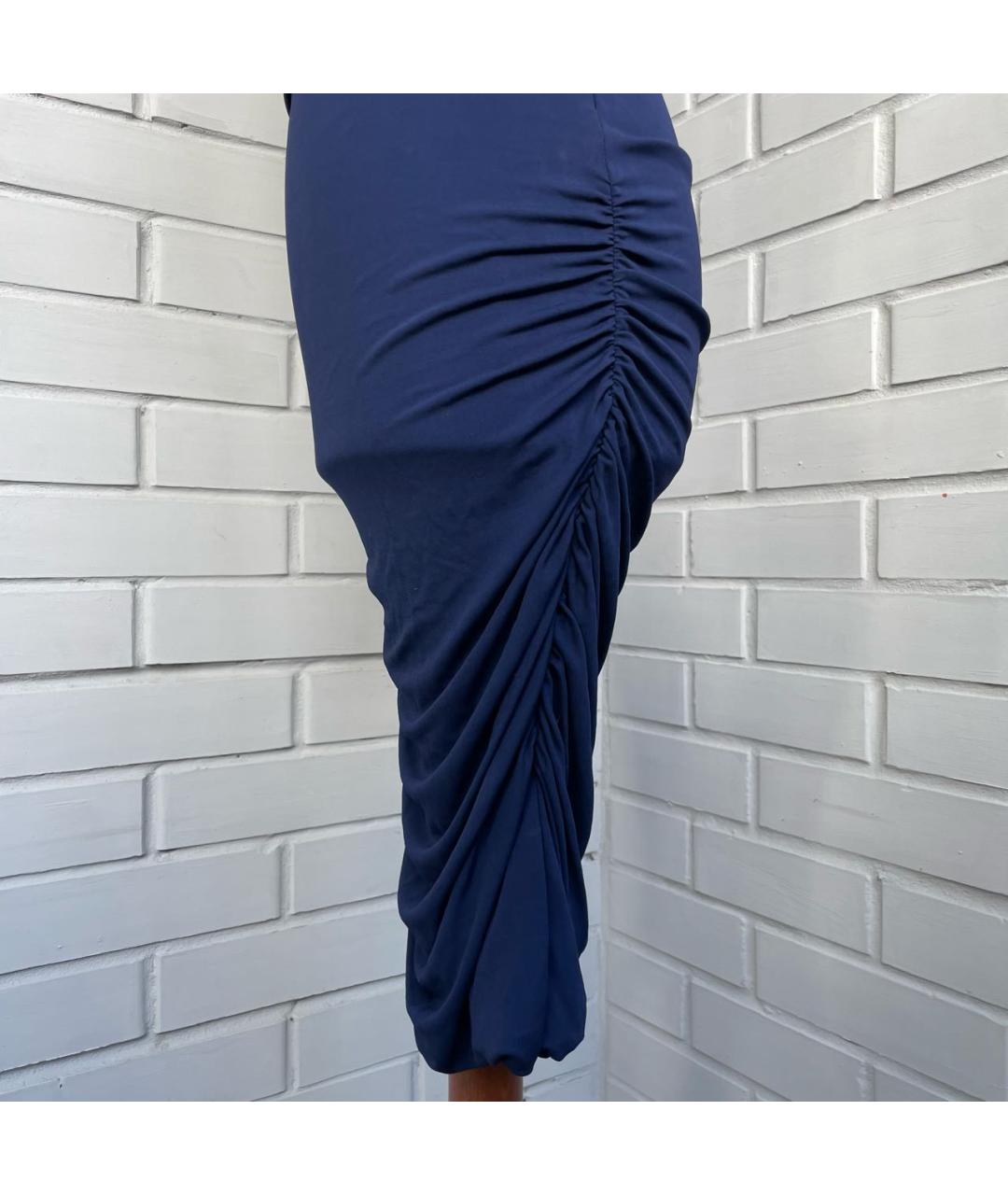 ROBERTO CAVALLI Темно-синее вискозное коктейльное платье, фото 6