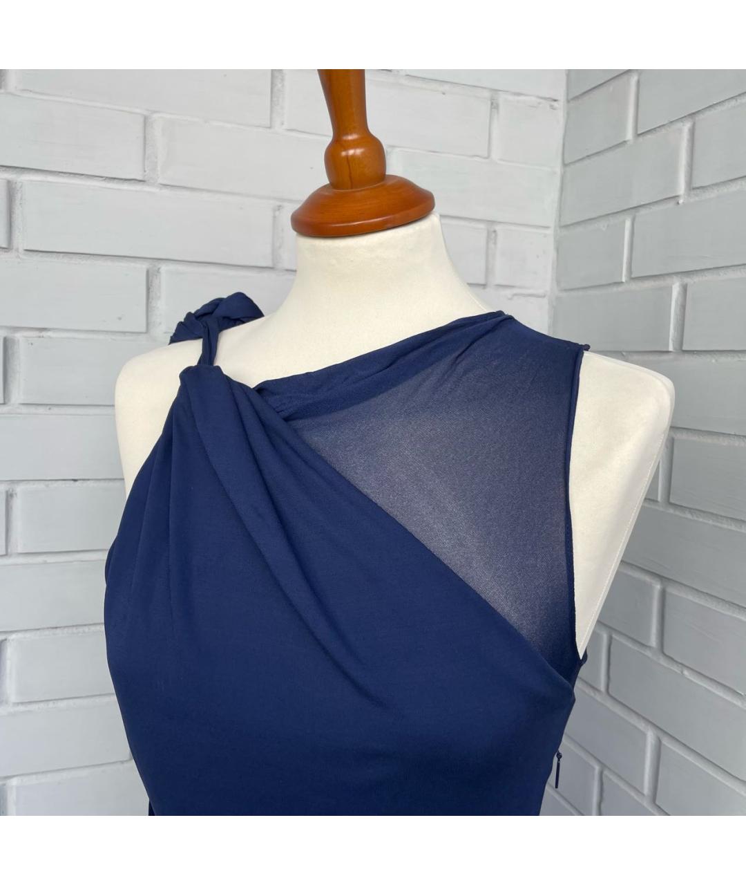 ROBERTO CAVALLI Темно-синее вискозное коктейльное платье, фото 4