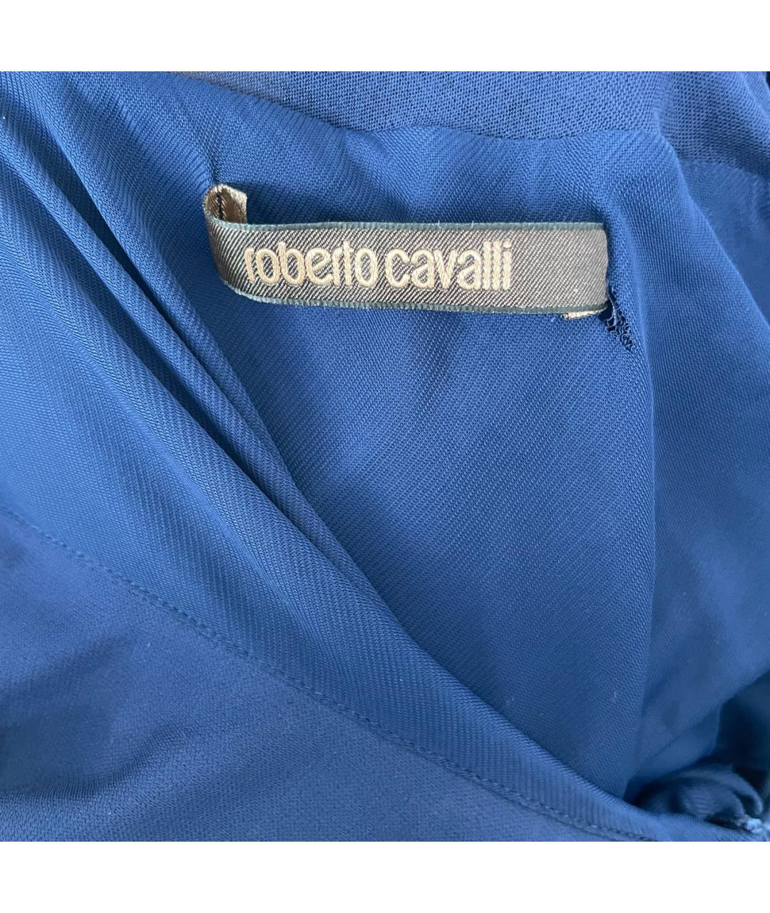 ROBERTO CAVALLI Темно-синее вискозное коктейльное платье, фото 3