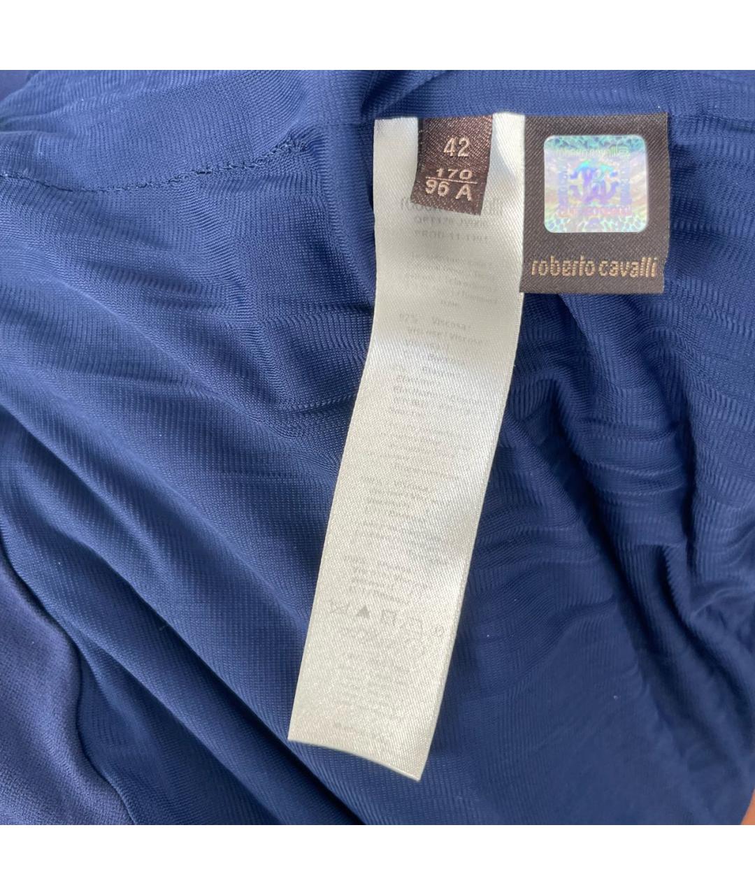 ROBERTO CAVALLI Темно-синее вискозное коктейльное платье, фото 5