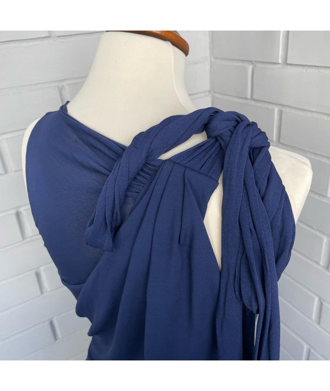 ROBERTO CAVALLI Темно-синее вискозное коктейльное платье, фото 8