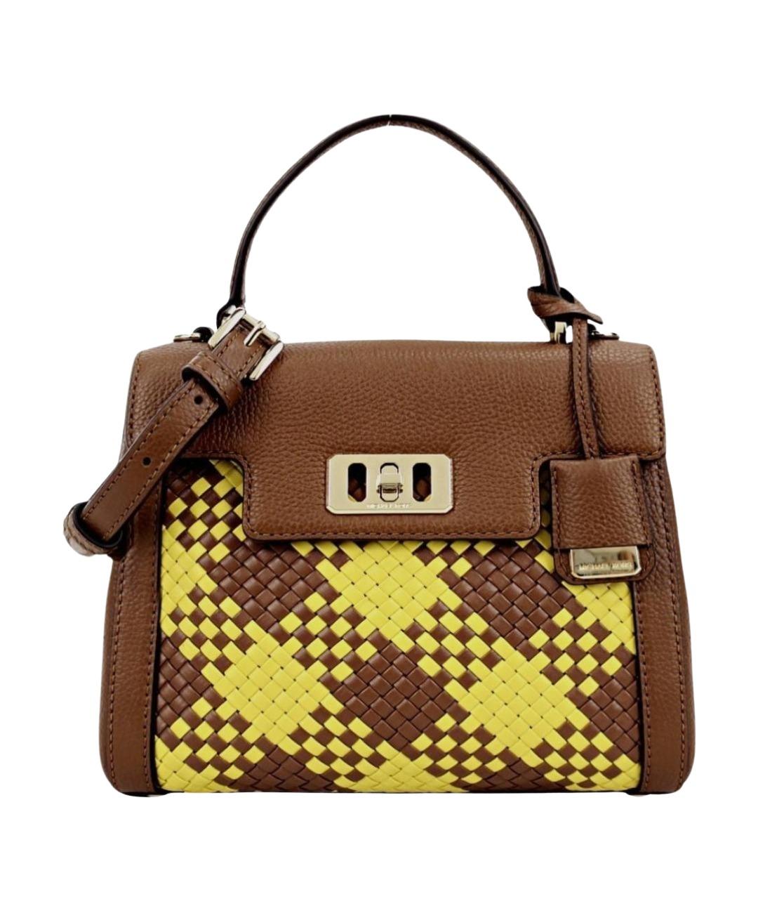 MICHAEL KORS Коричневая кожаная сумка с короткими ручками, фото 1