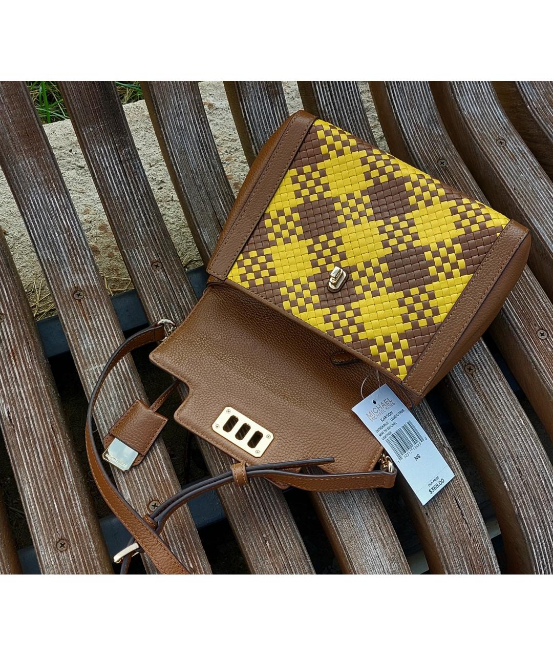 MICHAEL KORS Коричневая кожаная сумка с короткими ручками, фото 6