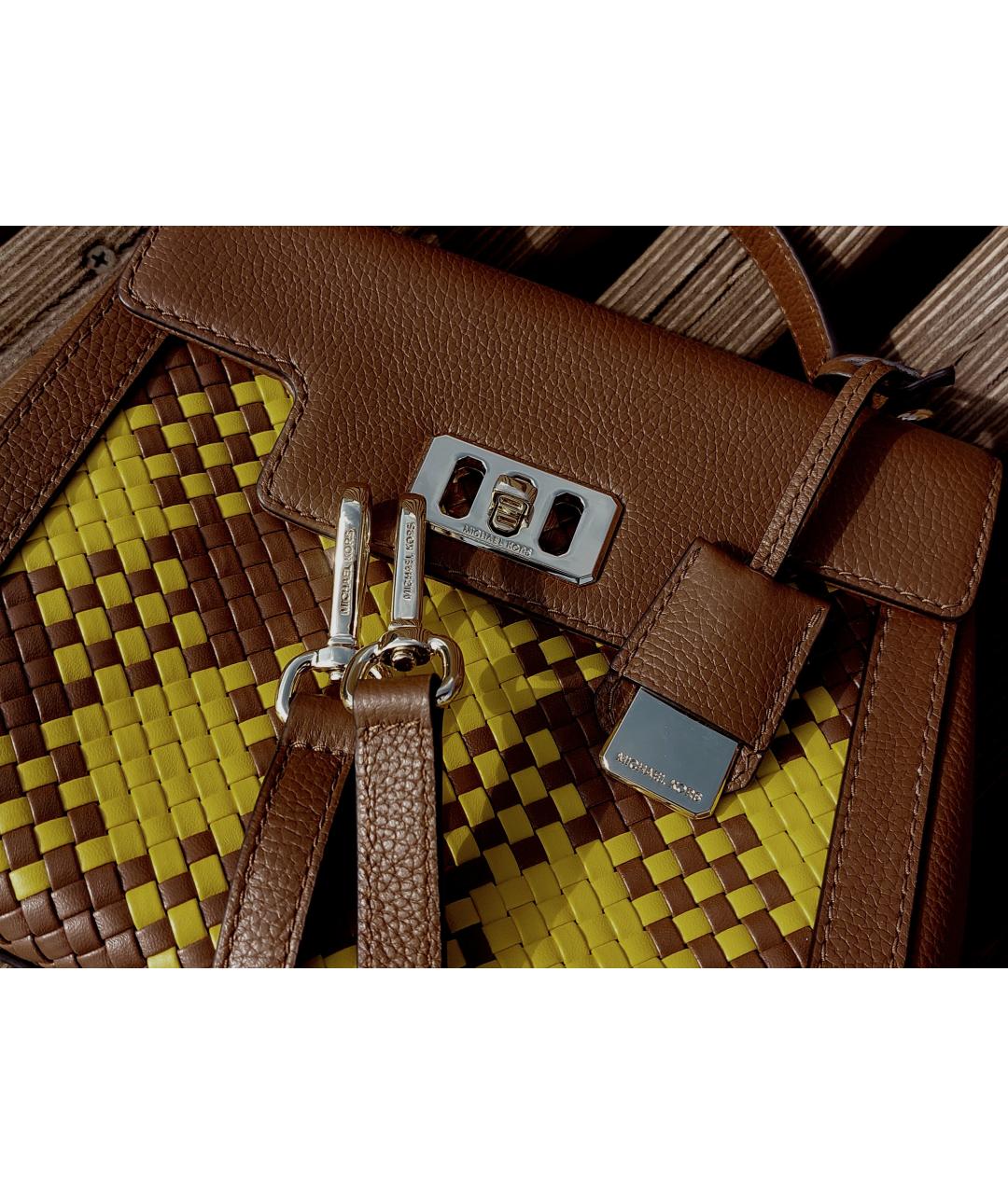 MICHAEL KORS Коричневая кожаная сумка с короткими ручками, фото 5