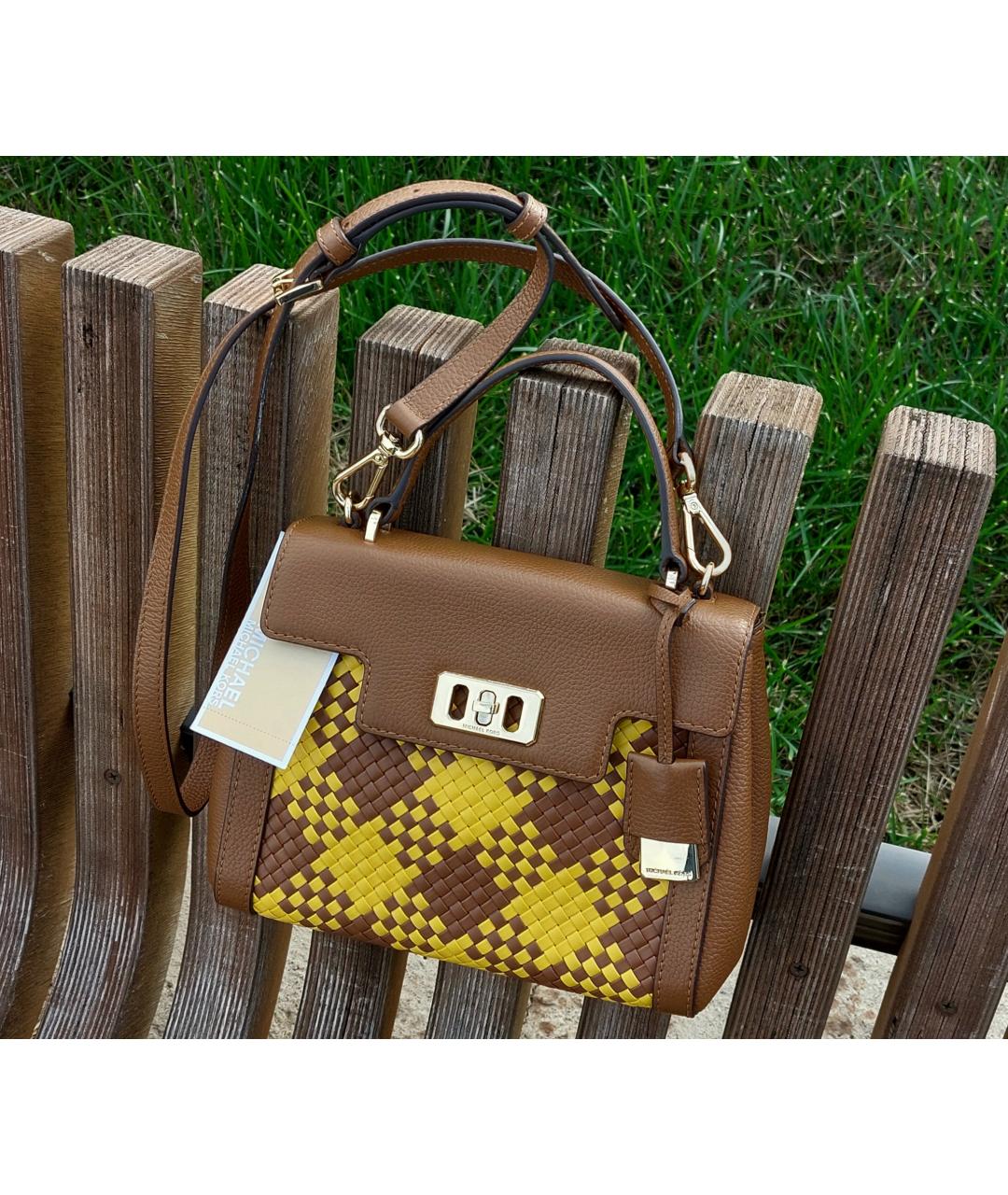 MICHAEL KORS Коричневая кожаная сумка с короткими ручками, фото 4