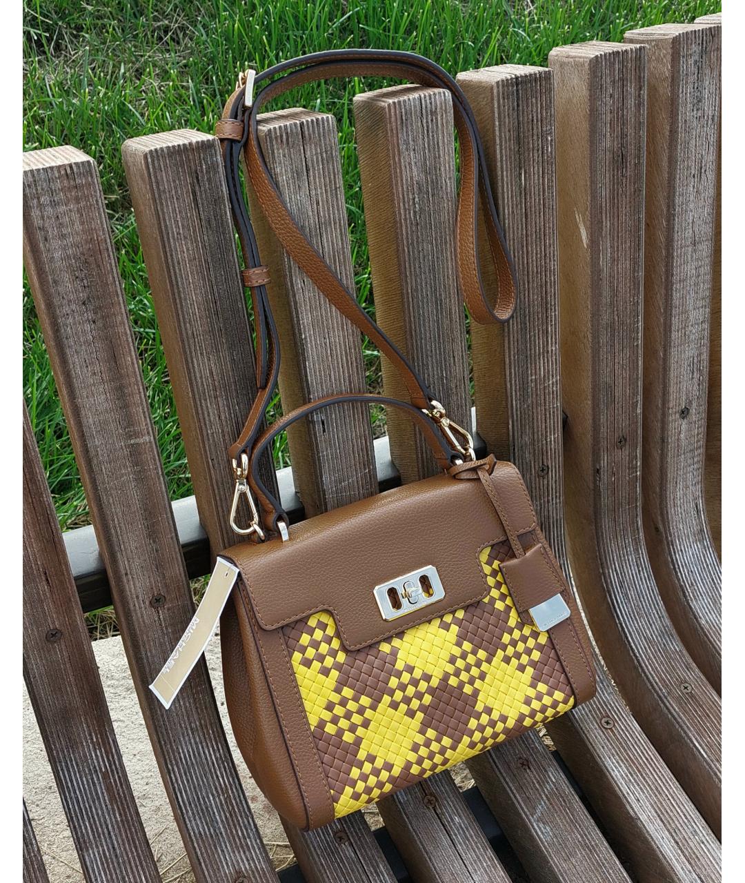 MICHAEL KORS Коричневая кожаная сумка с короткими ручками, фото 8