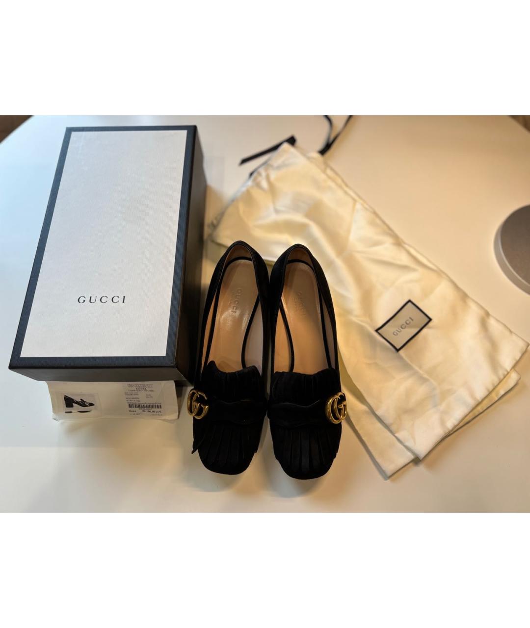 GUCCI Черные замшевые туфли, фото 6