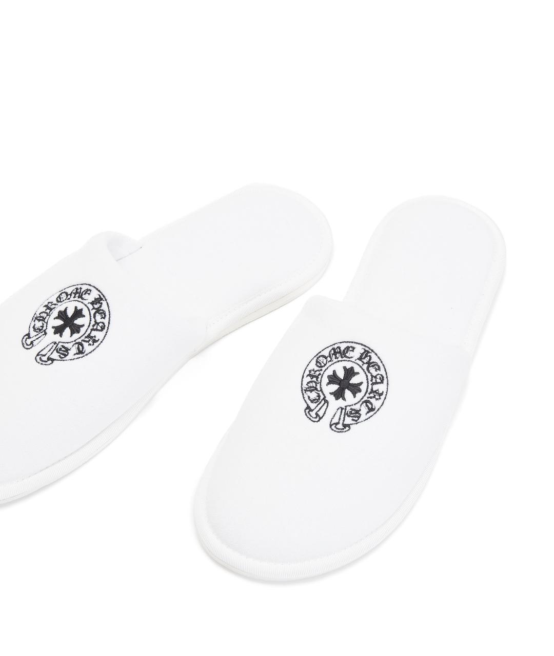 CHROME HEARTS Белые текстильные шлепанцы, фото 4