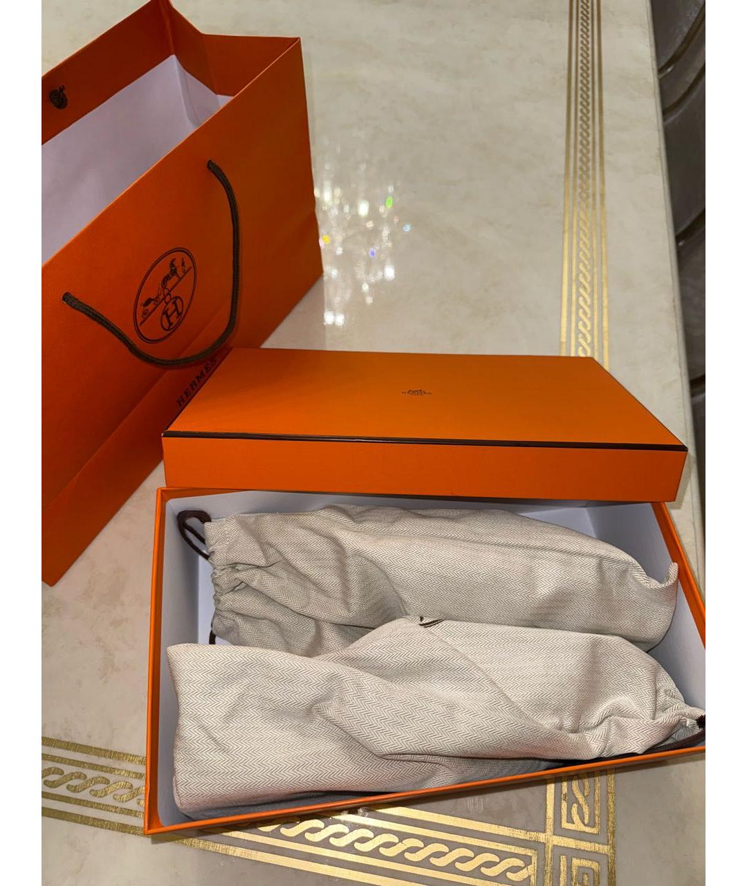 HERMES Синие кожаные шлепанцы, фото 5