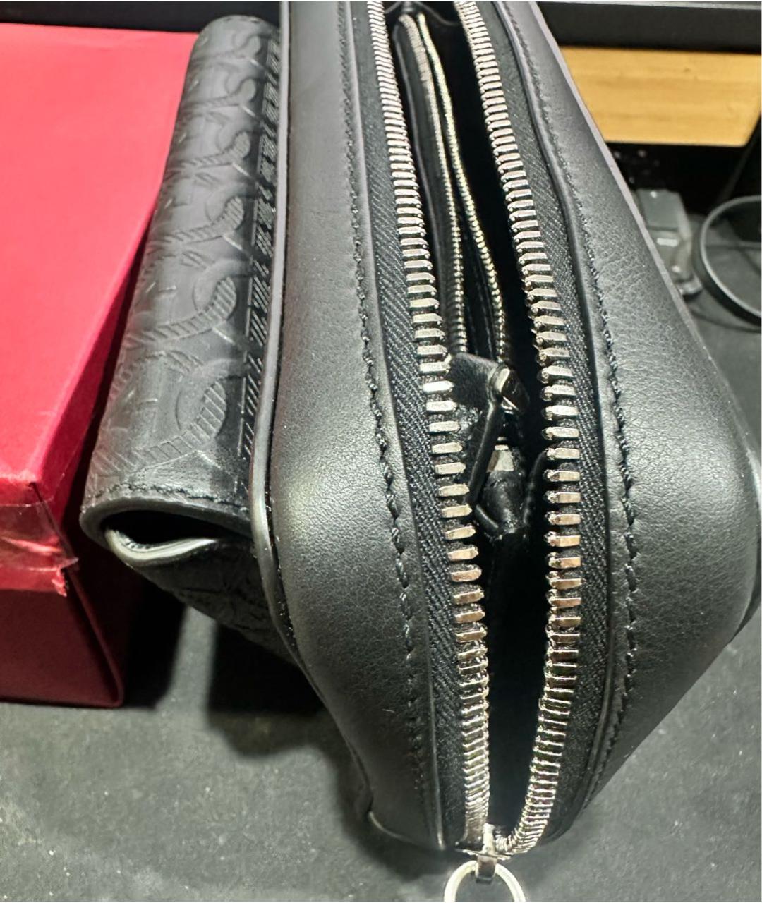 FERRAGAMO Черная кожаная барсетка, фото 4