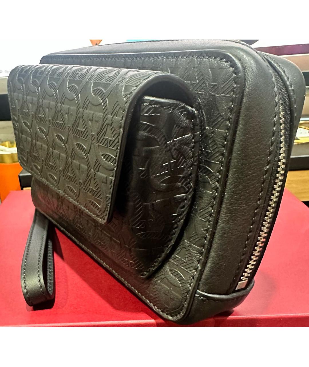 FERRAGAMO Черная кожаная барсетка, фото 2