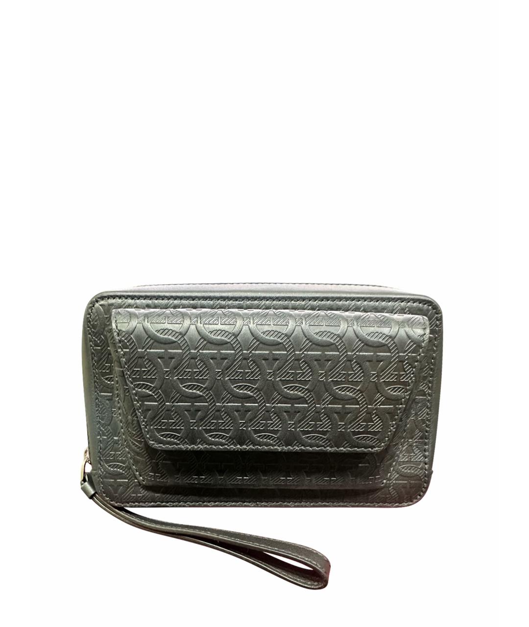 FERRAGAMO Черная кожаная барсетка, фото 1