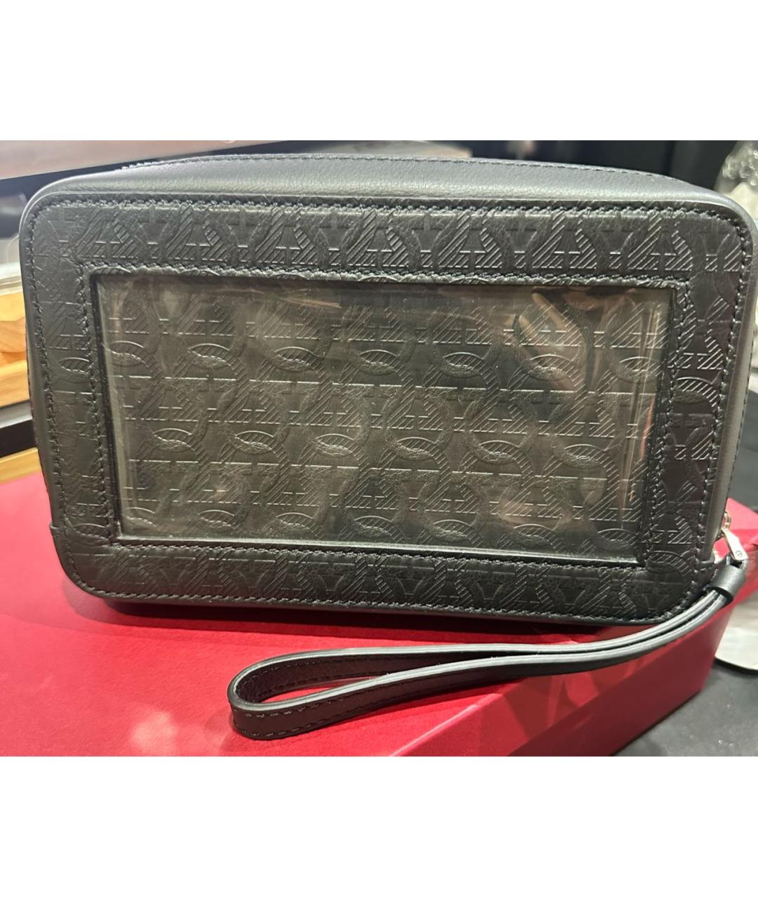 FERRAGAMO Черная кожаная барсетка, фото 3