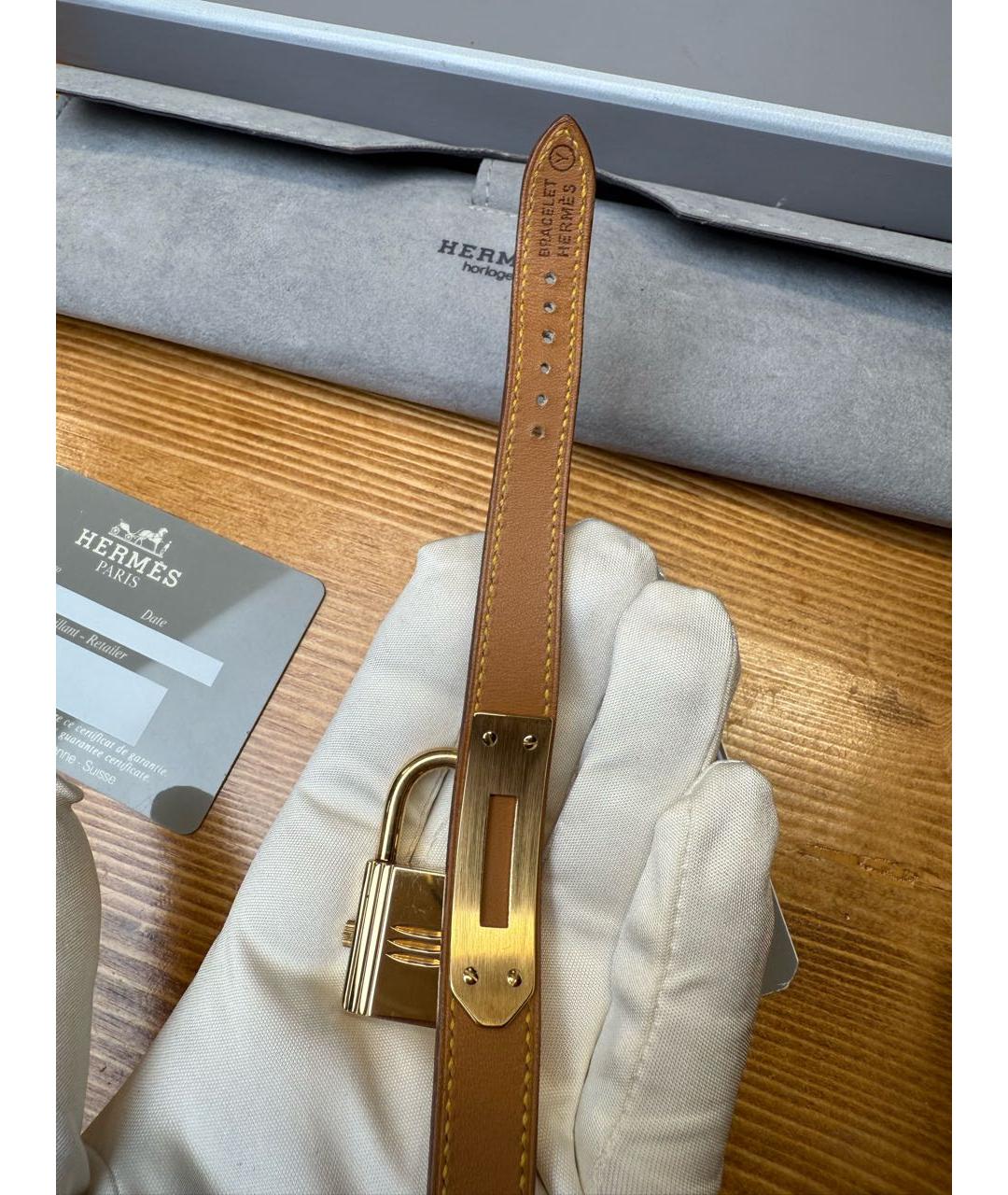 HERMES Желтые позолоченные часы, фото 7