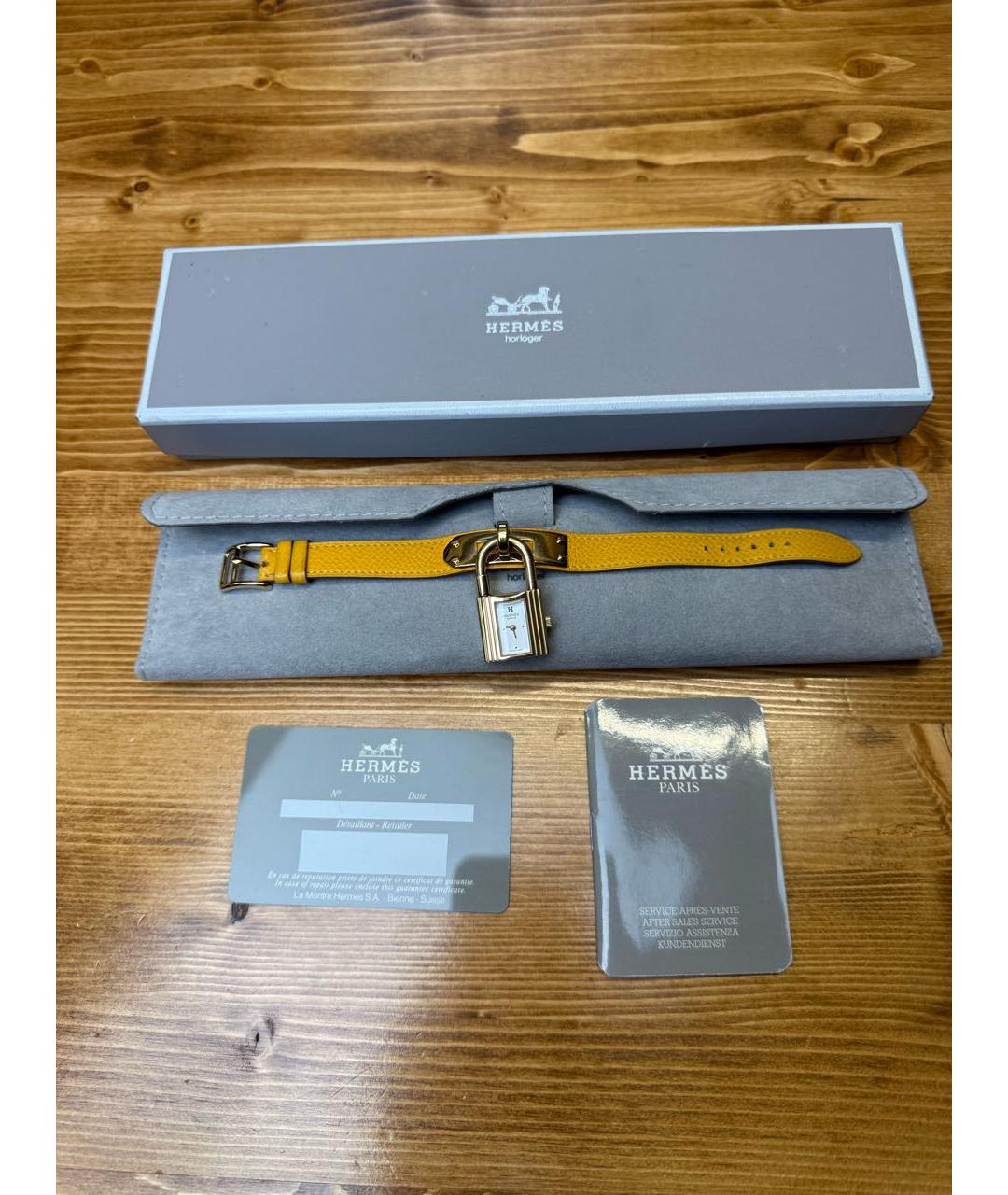 HERMES Желтые позолоченные часы, фото 8