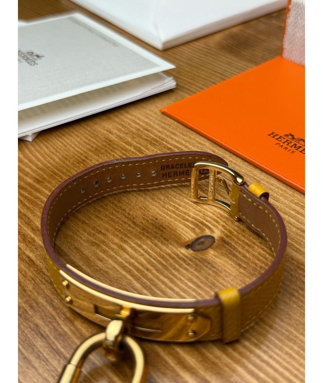 HERMES Желтые позолоченные часы, фото 4