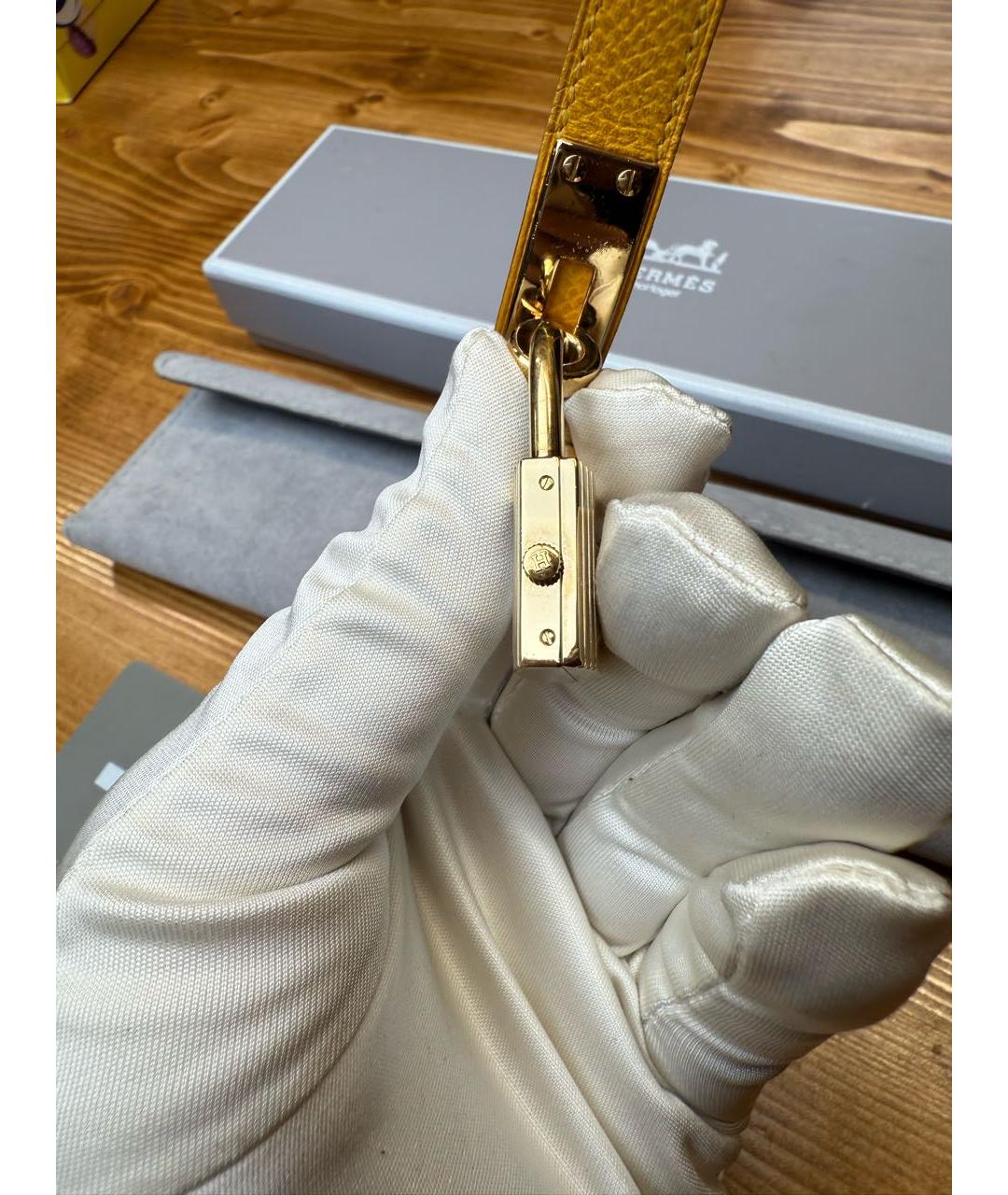 HERMES Желтые позолоченные часы, фото 3