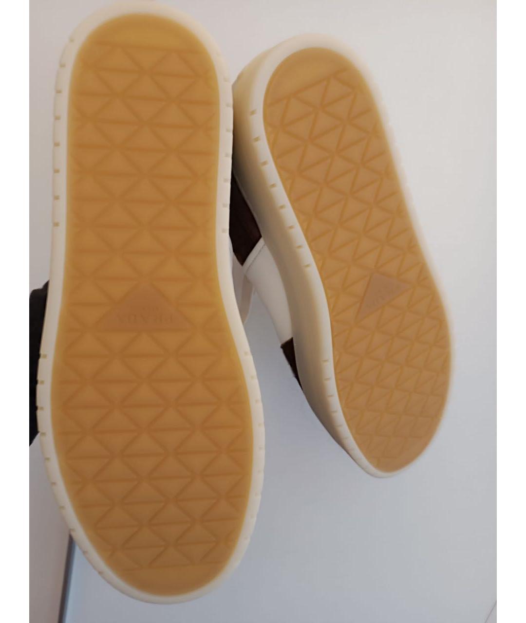 PRADA Коричневые кожаные кроссовки, фото 3