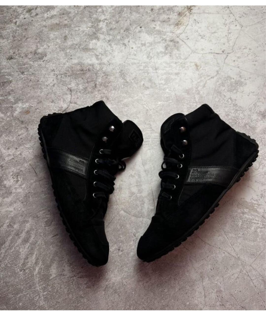 DOLCE&GABBANA Черные замшевые высокие кроссовки / кеды, фото 2