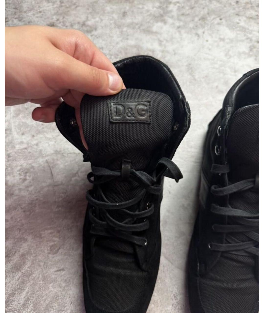 DOLCE&GABBANA Черные замшевые высокие кроссовки / кеды, фото 4