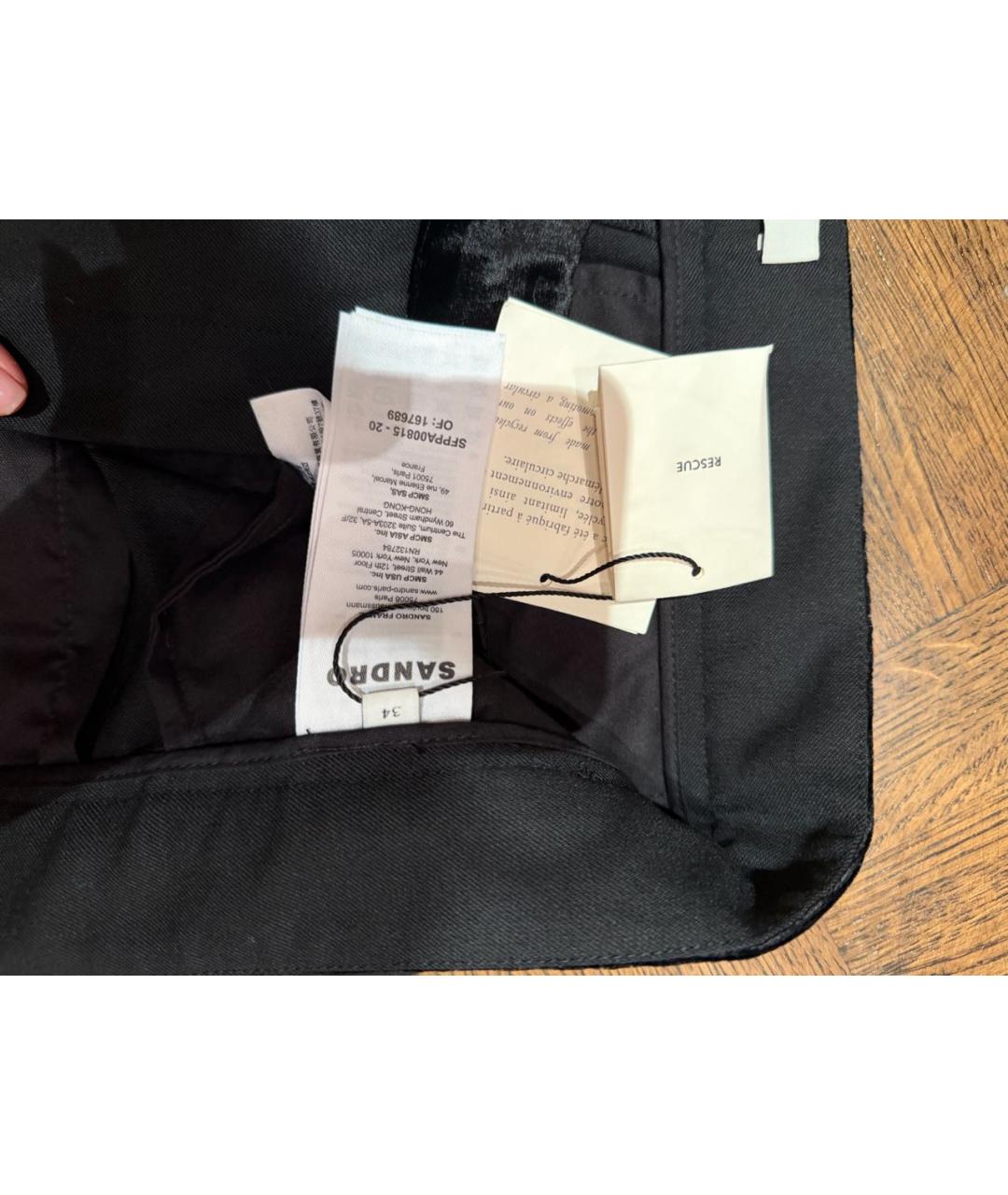 SANDRO Черные шерстяные брюки узкие, фото 4
