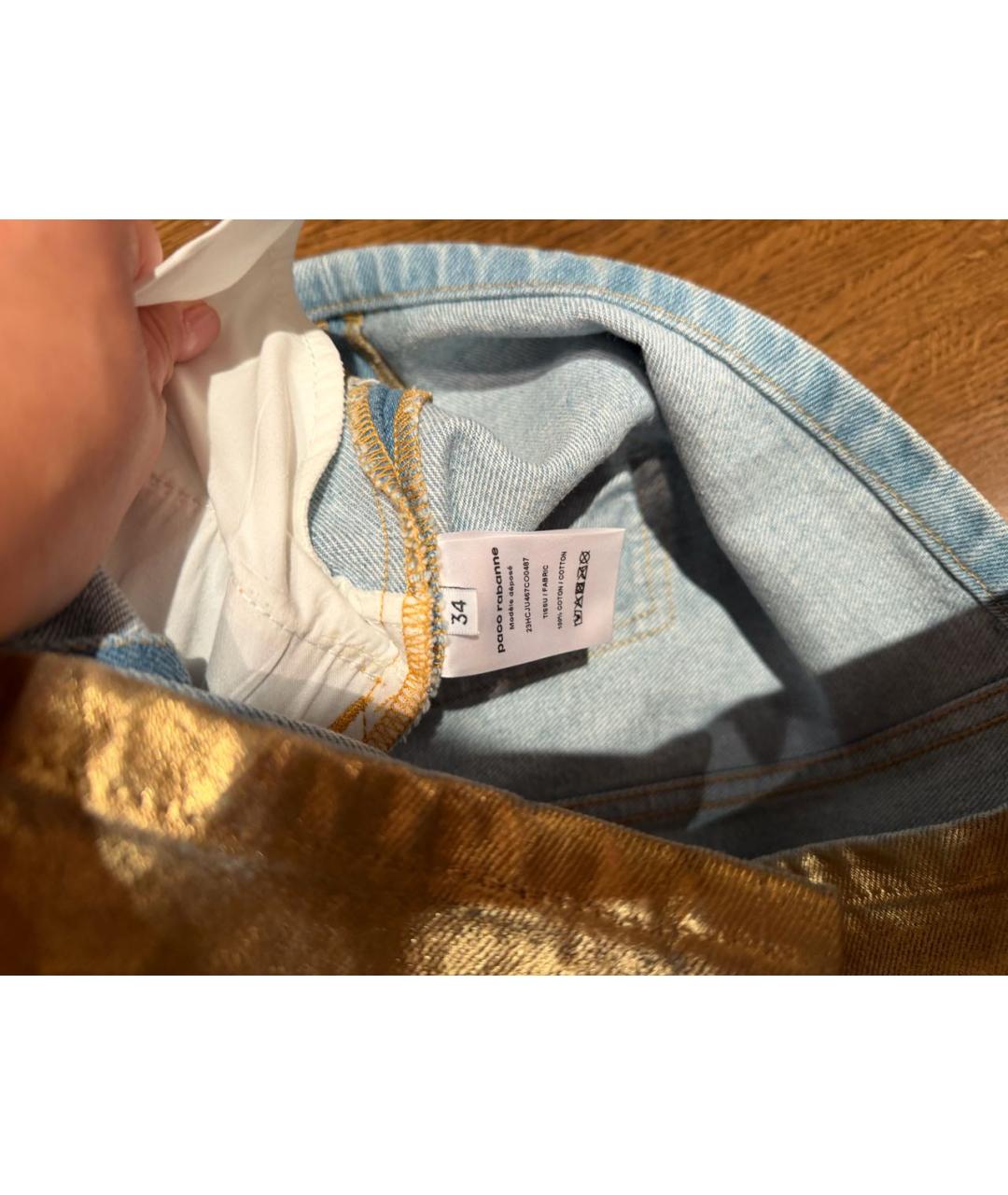 PACO RABANNE Голубая деним юбка мини, фото 4