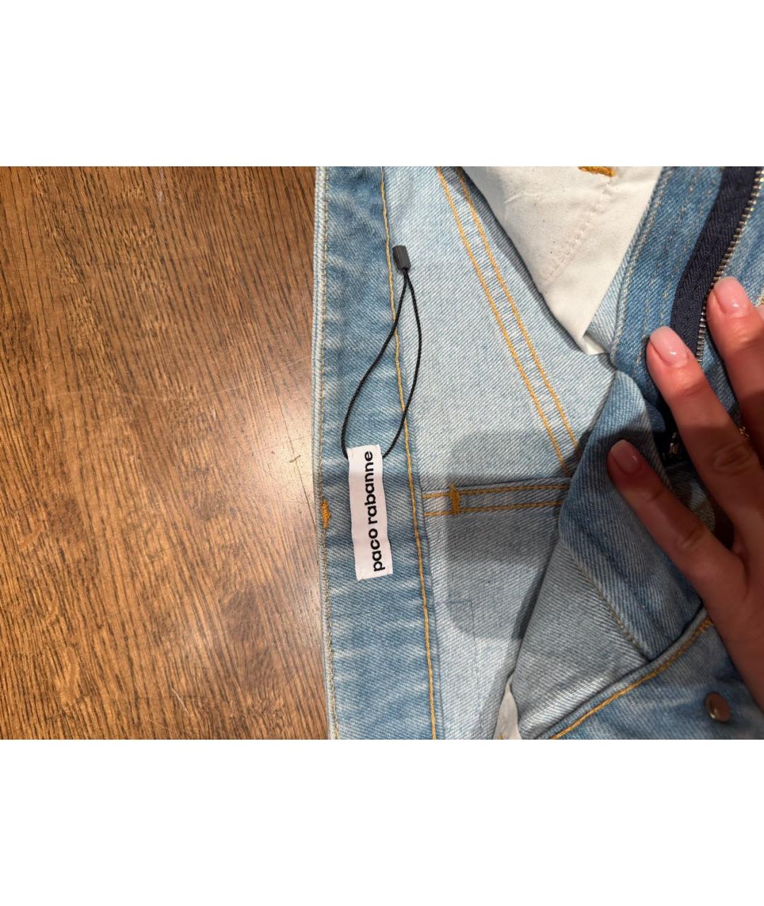 PACO RABANNE Голубая деним юбка мини, фото 3