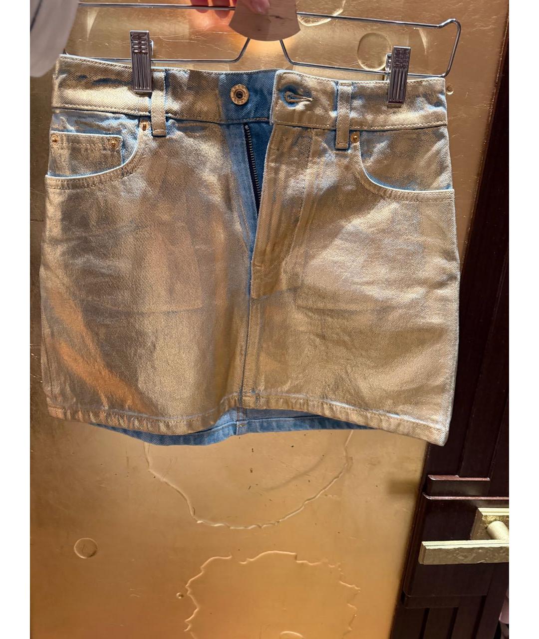 PACO RABANNE Голубая деним юбка мини, фото 5