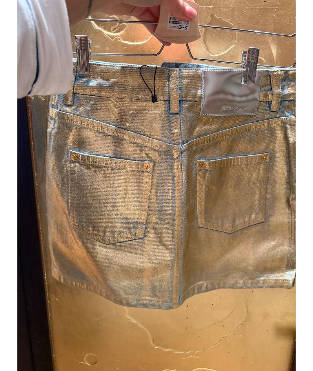 PACO RABANNE Голубая деним юбка мини, фото 2