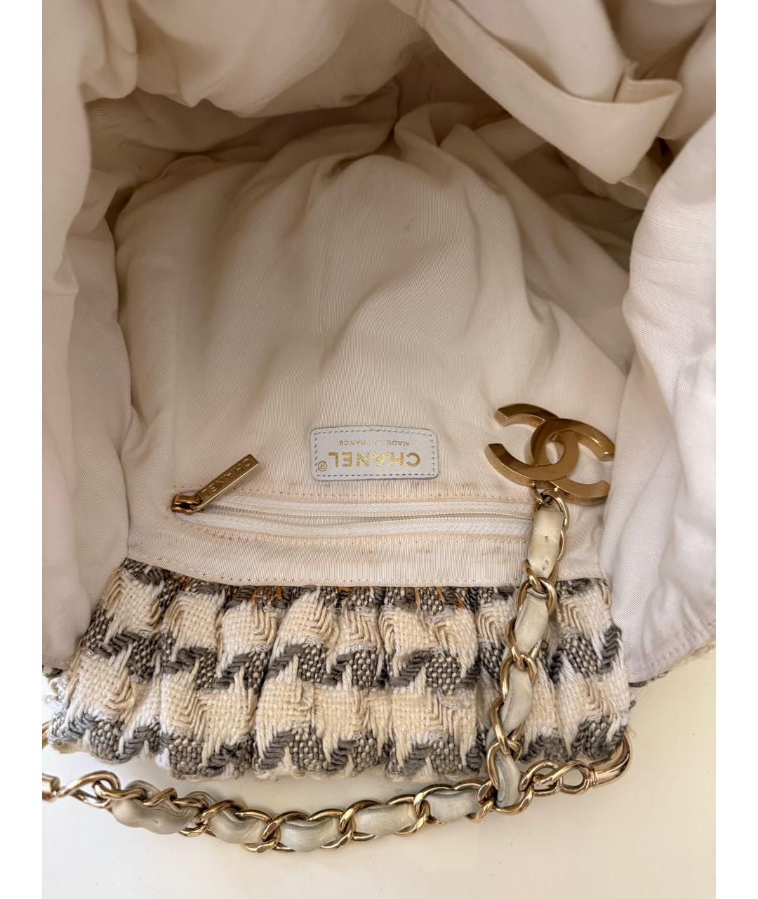 CHANEL Белая твидовая сумка с короткими ручками, фото 6