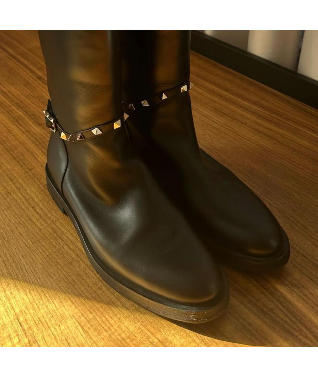 VALENTINO Черные кожаные сапоги, фото 3