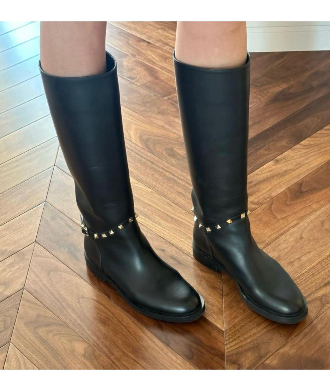 VALENTINO Черные кожаные сапоги, фото 6