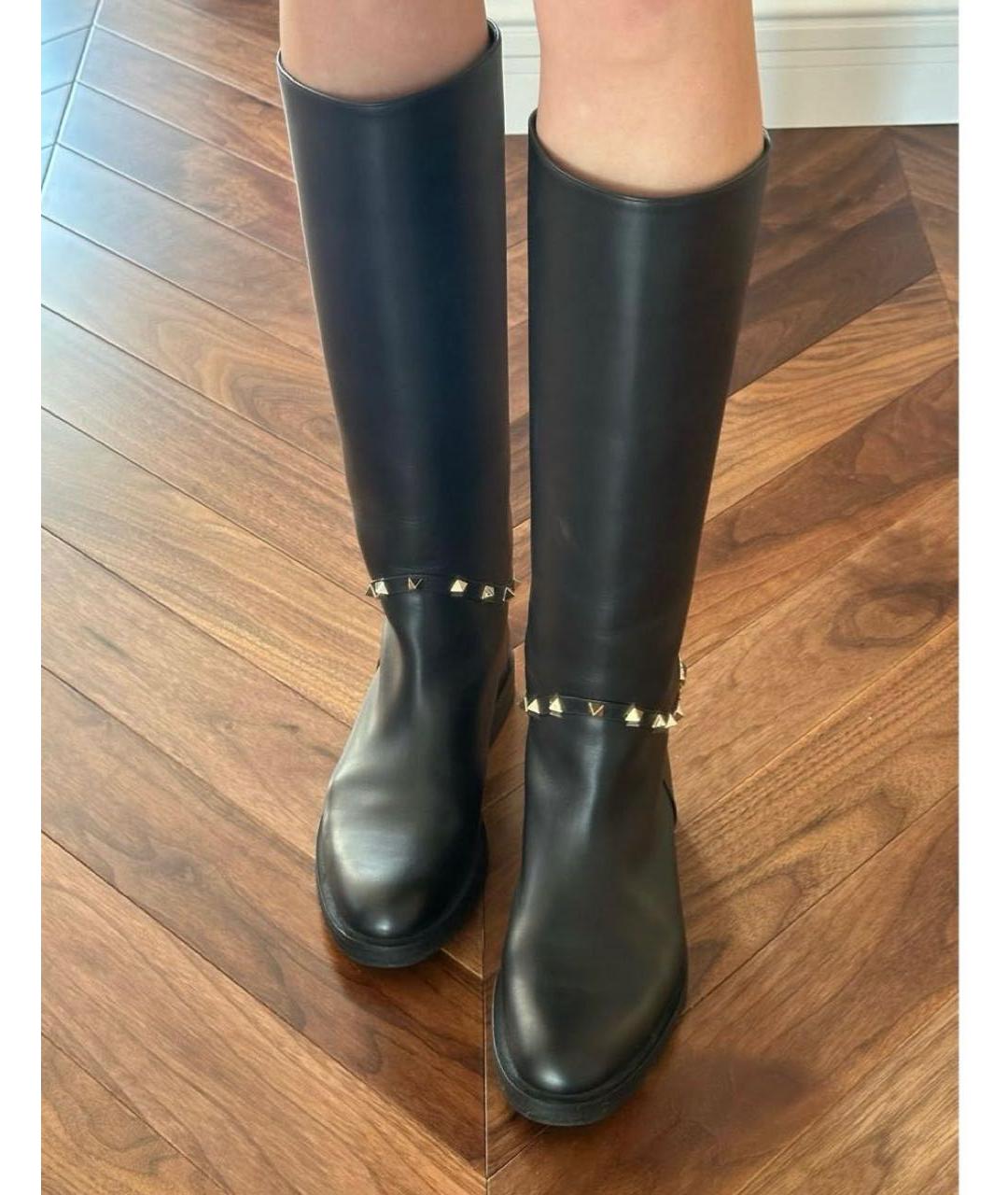 VALENTINO Черные кожаные сапоги, фото 2